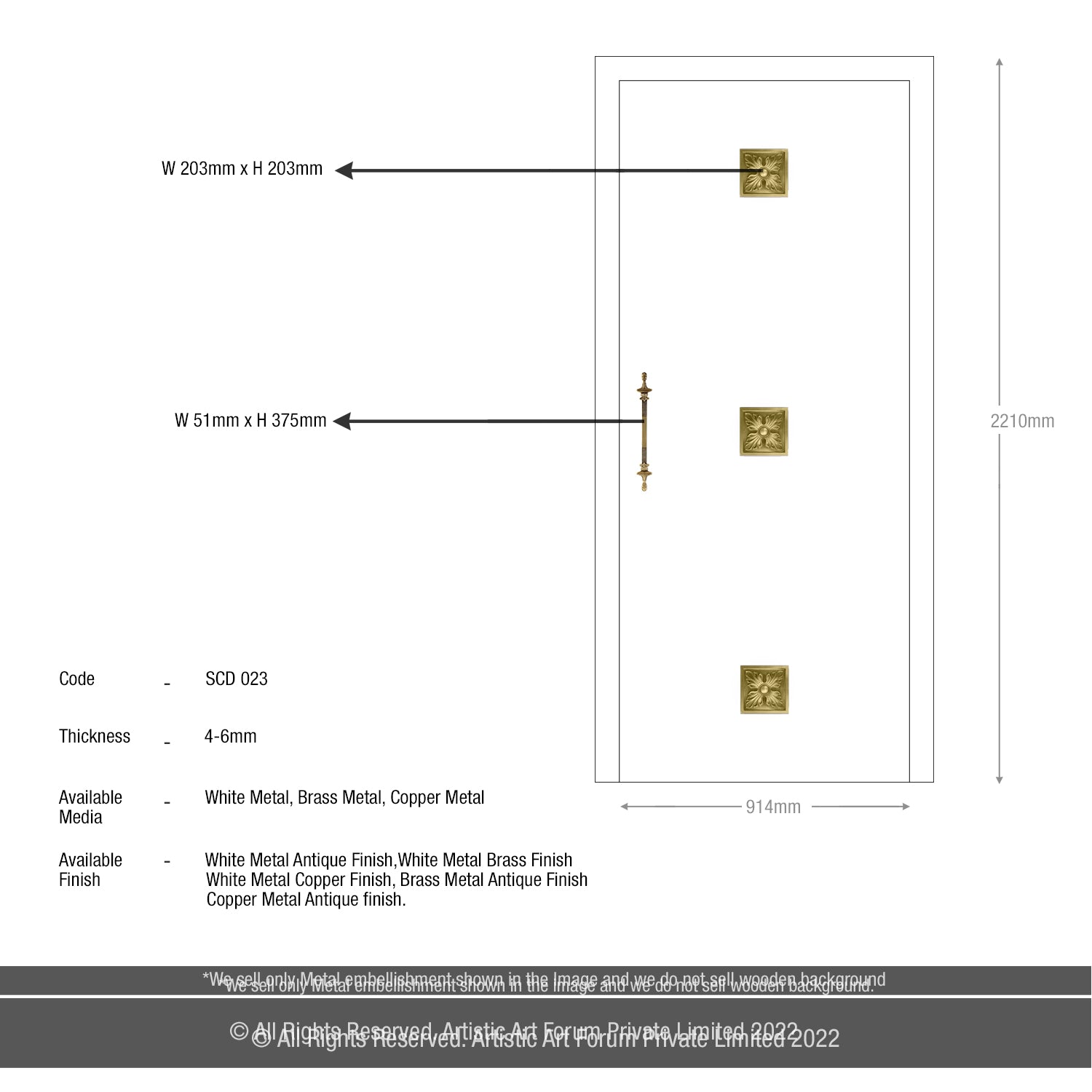 Flower Metal Door Embellishment | For Internal and Entrance Door Design