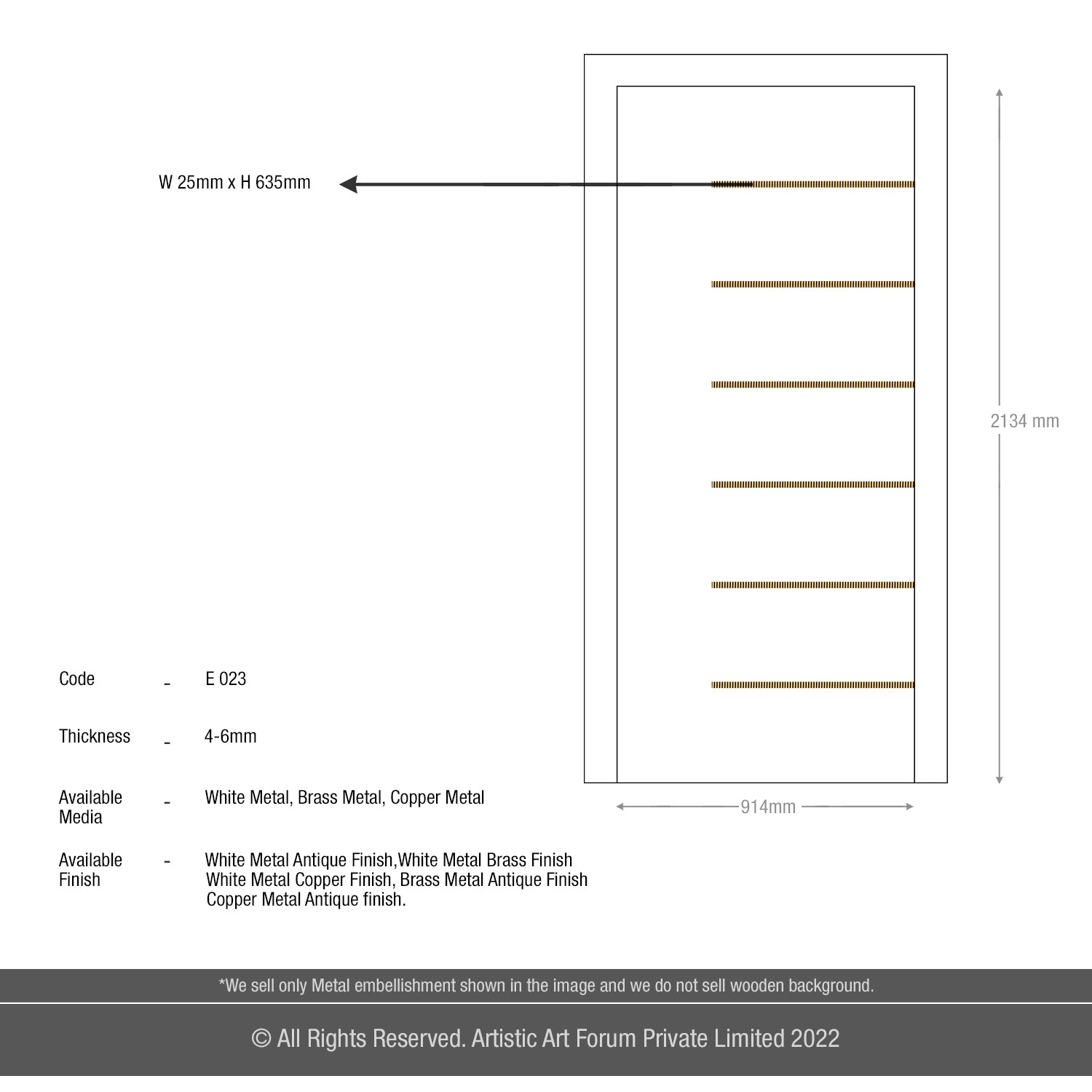 Brass Strips Door Design for Entrance and Internal Doors