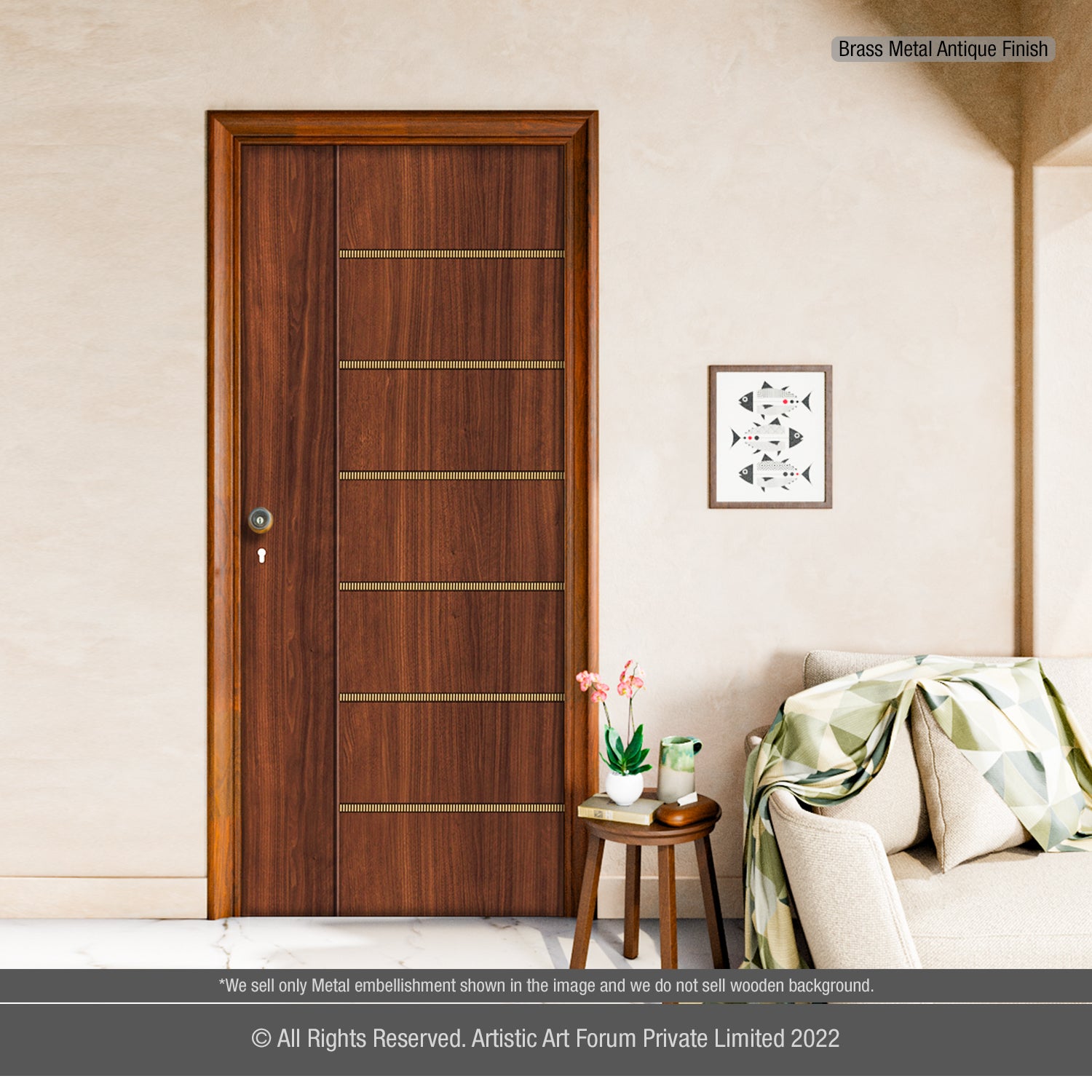 Brass Strips Door Design for Entrance and Internal Doors