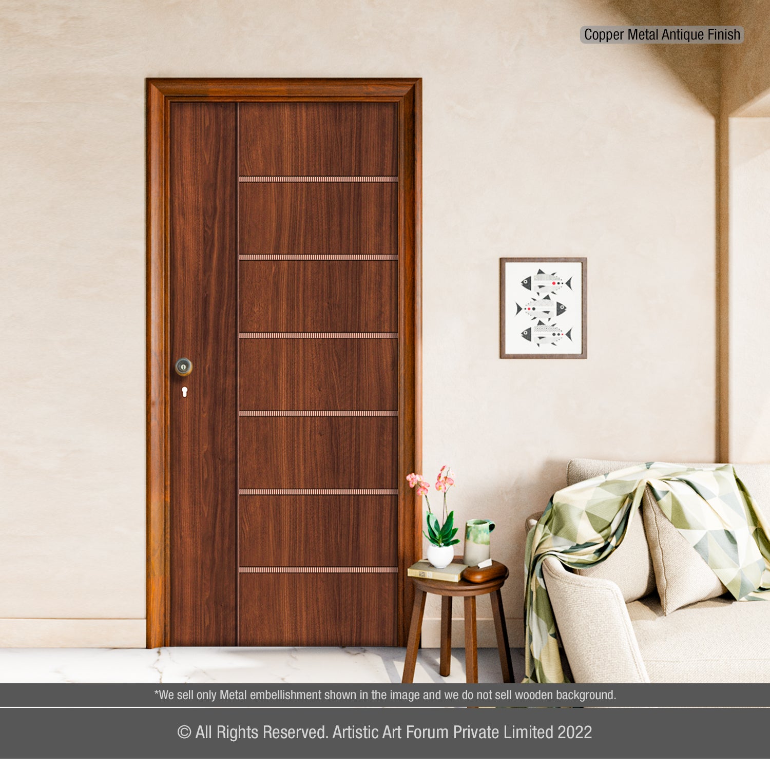 Brass Strips Door Design for Entrance and Internal Doors