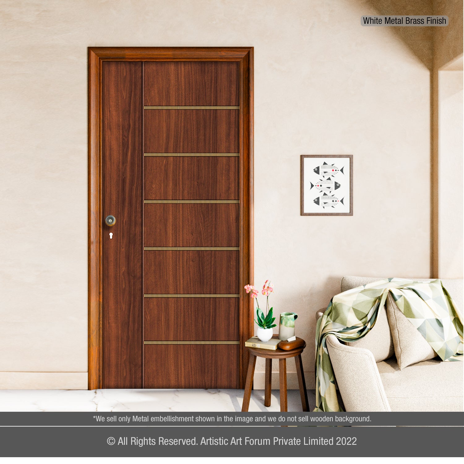 Brass Strips Door Design for Entrance and Internal Doors
