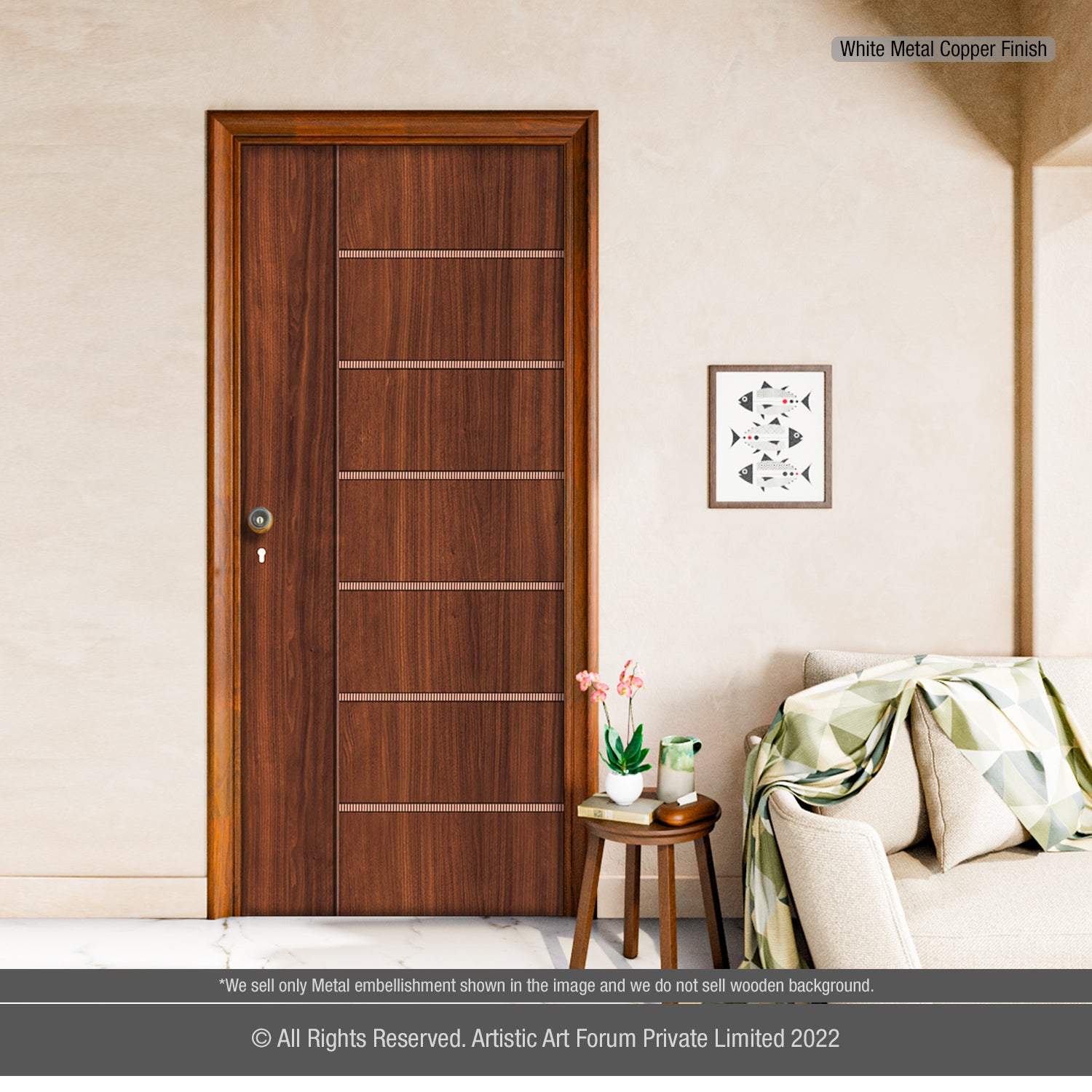 Brass Strips Door Design for Entrance and Internal Doors