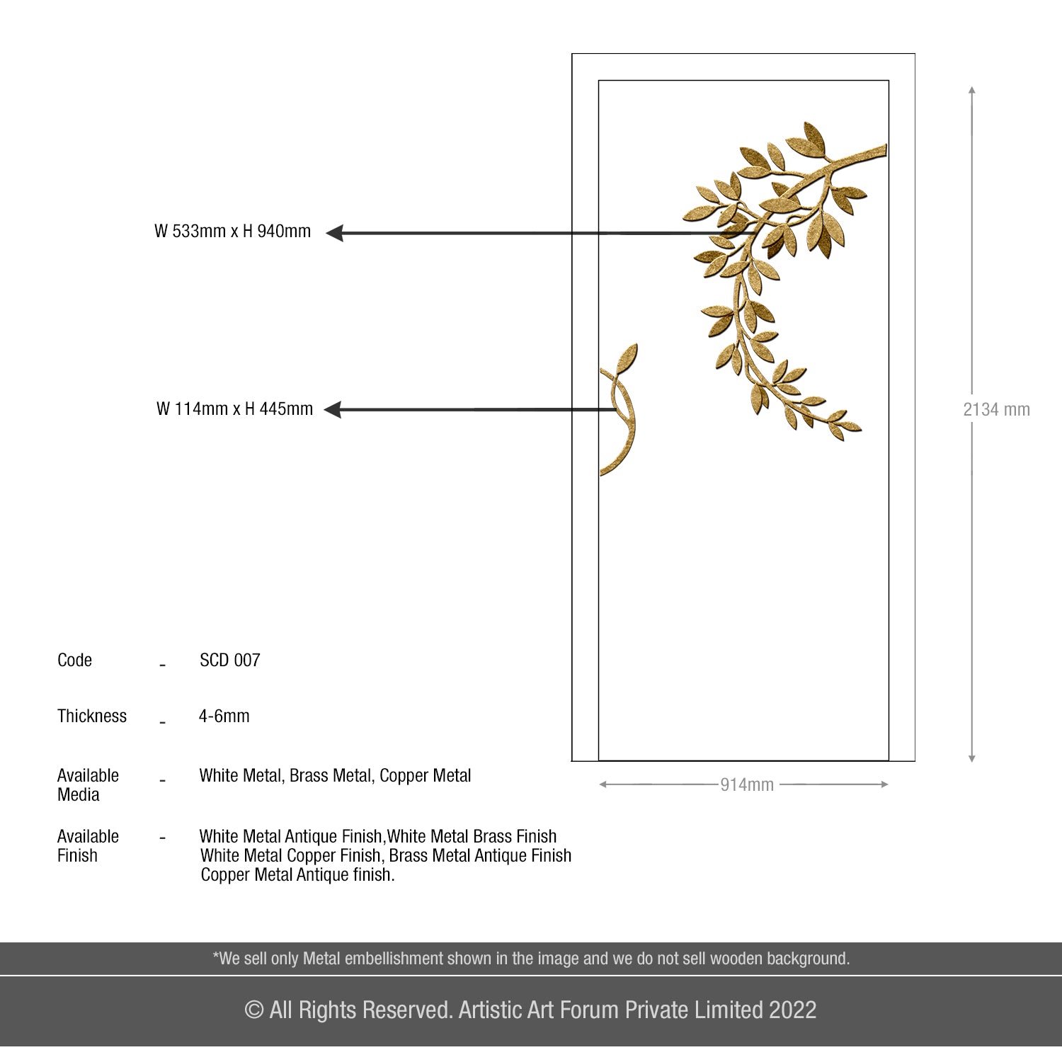 Metal Door Embellishment |  For Internal and Entrance Door Design