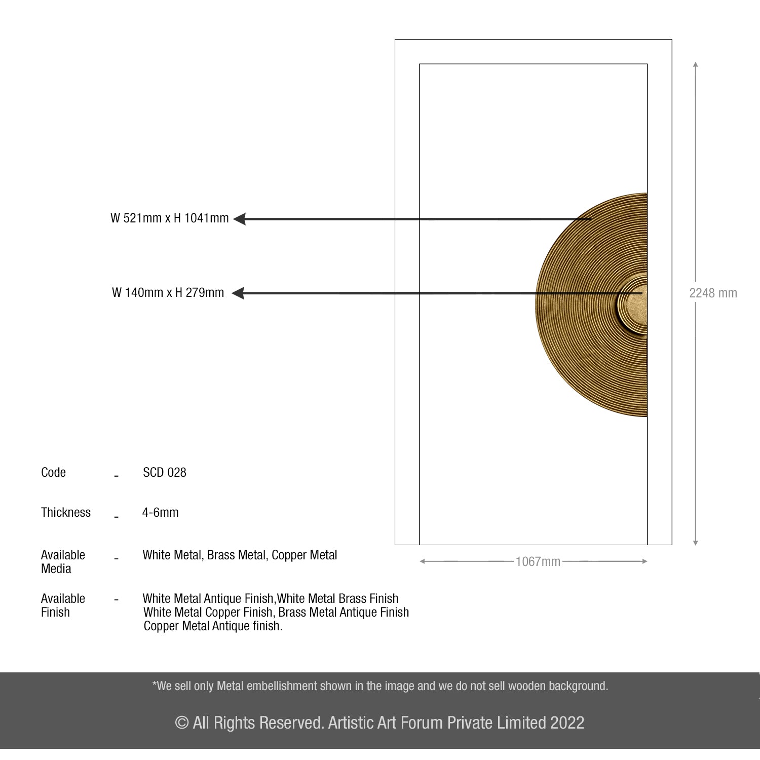 Half Circle Main Door Embellishment |  For Internal and Entrance Door Design