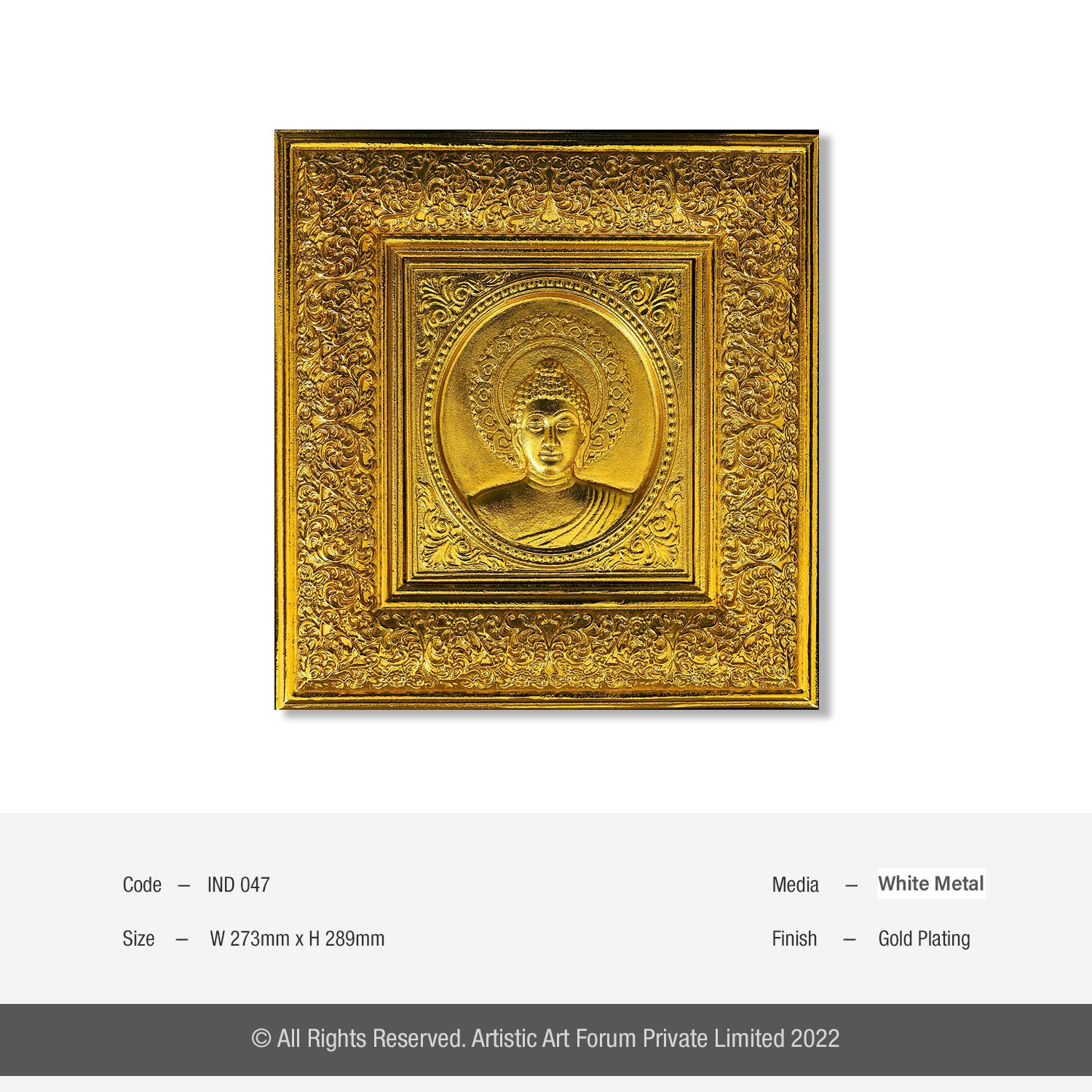 Buddha Head Gold Plated Wall Art | Home Wall Decor
