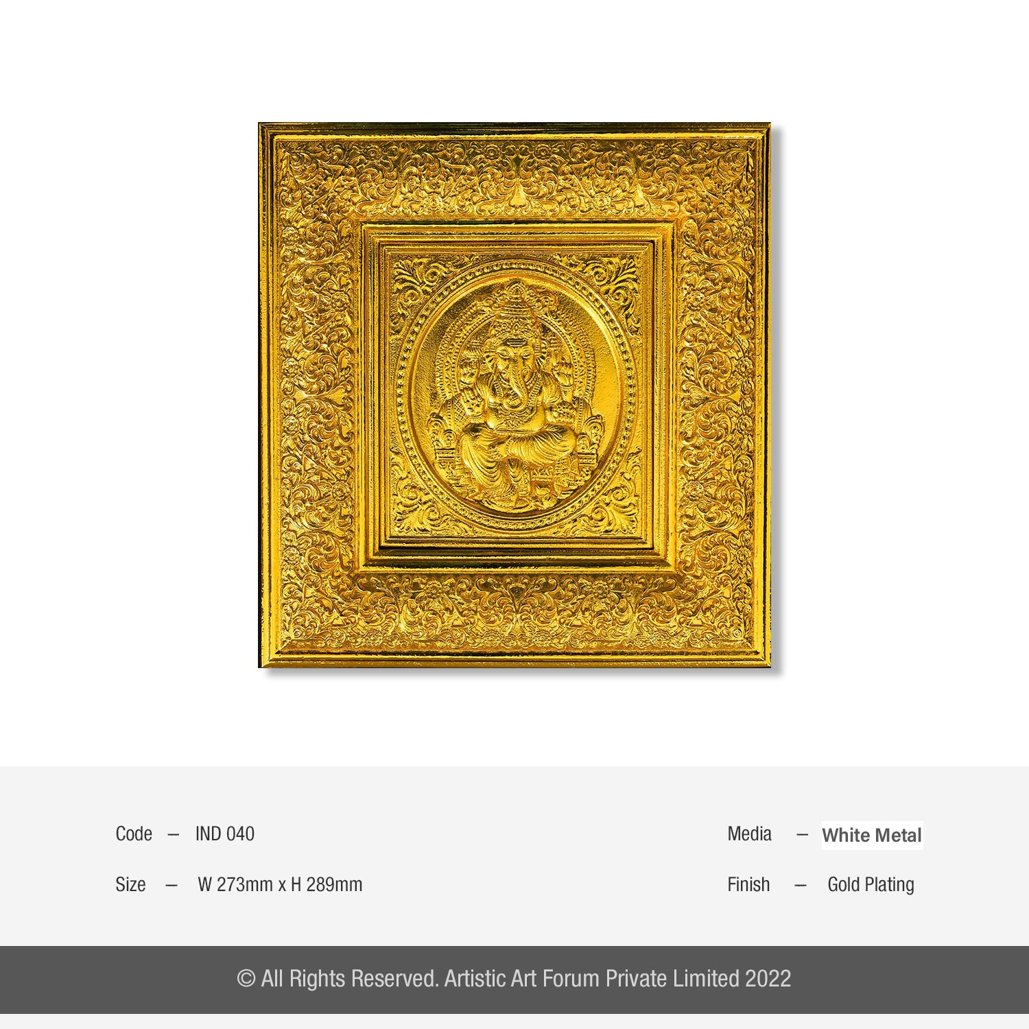 Lord Ganesha Gold Plated Wall Art | For Pooja Room and Living Room