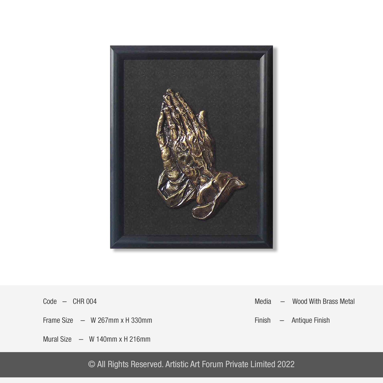 Praying Hand Brass Metal Antique Finish - Artistick's Online