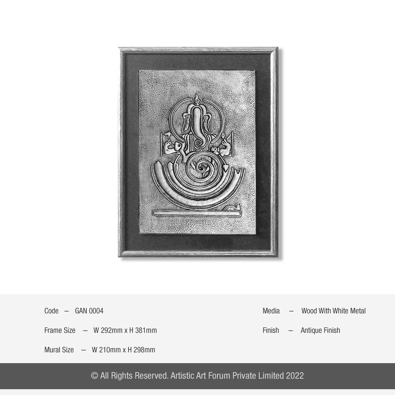 Conceptual Ganesha White Metal Antique Finish - Artistick's Online