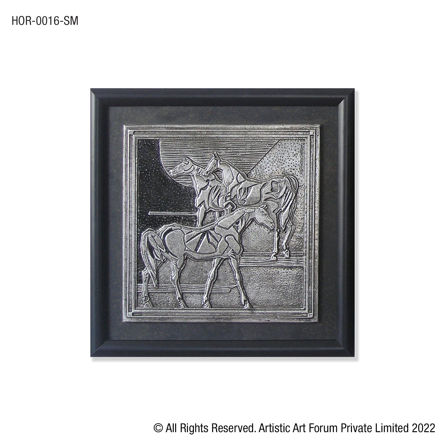 Artisticks horse wall frame in white metal antique finish, perfect for living room decoration