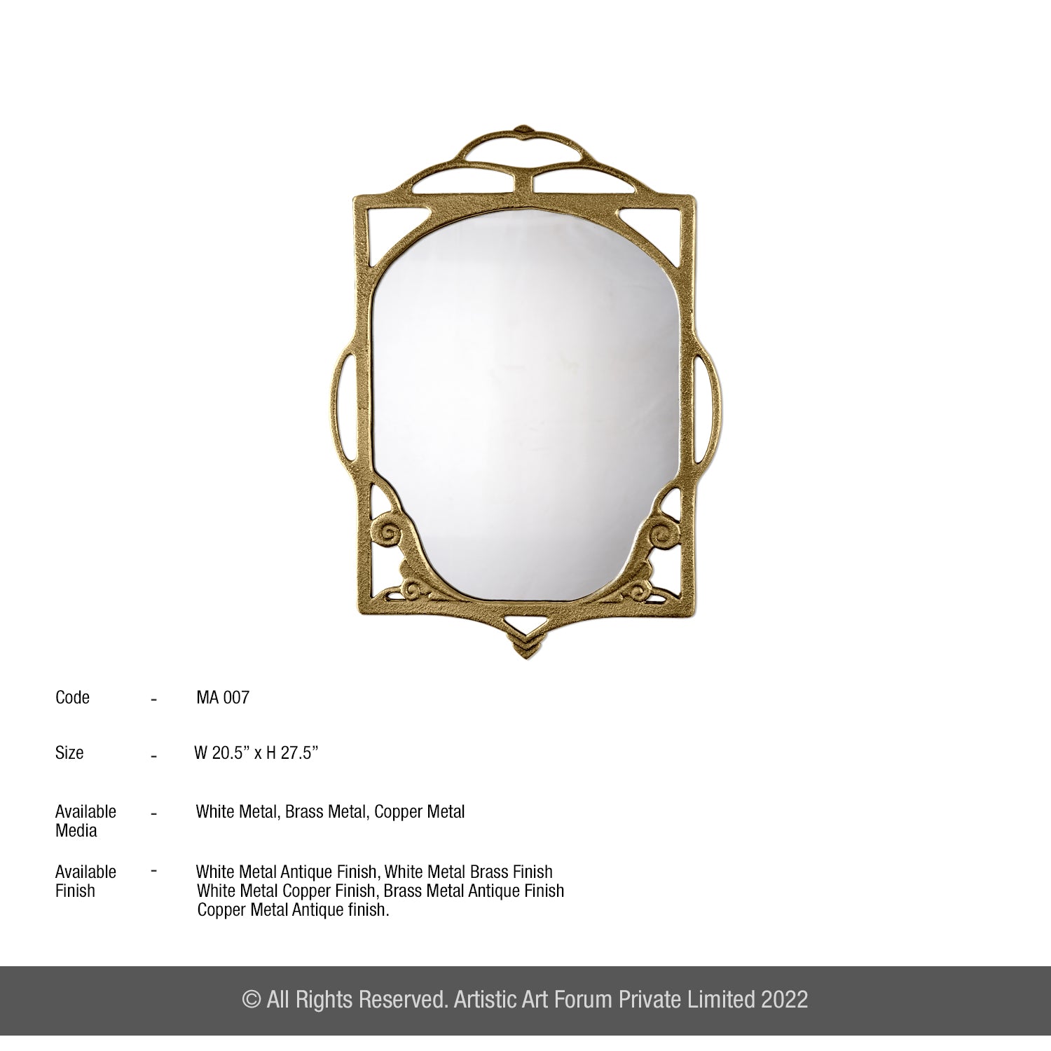 Antique Brass Framed Mirror