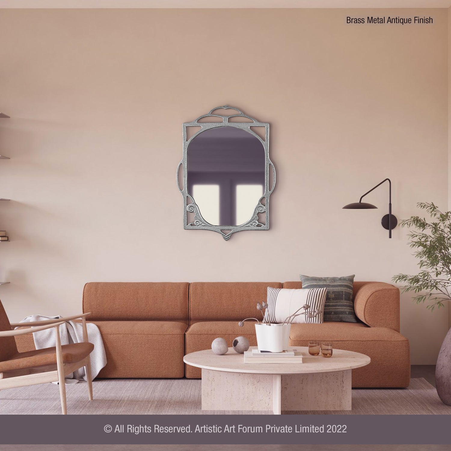 Antique Brass Framed Mirror