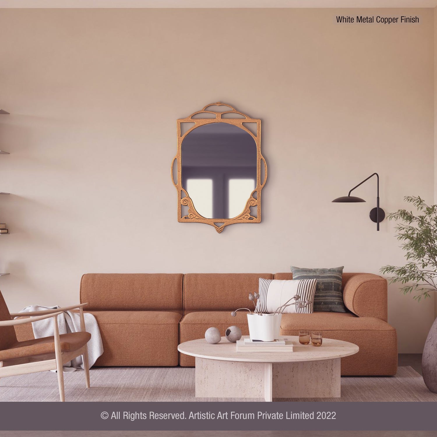 Antique Brass Framed Mirror