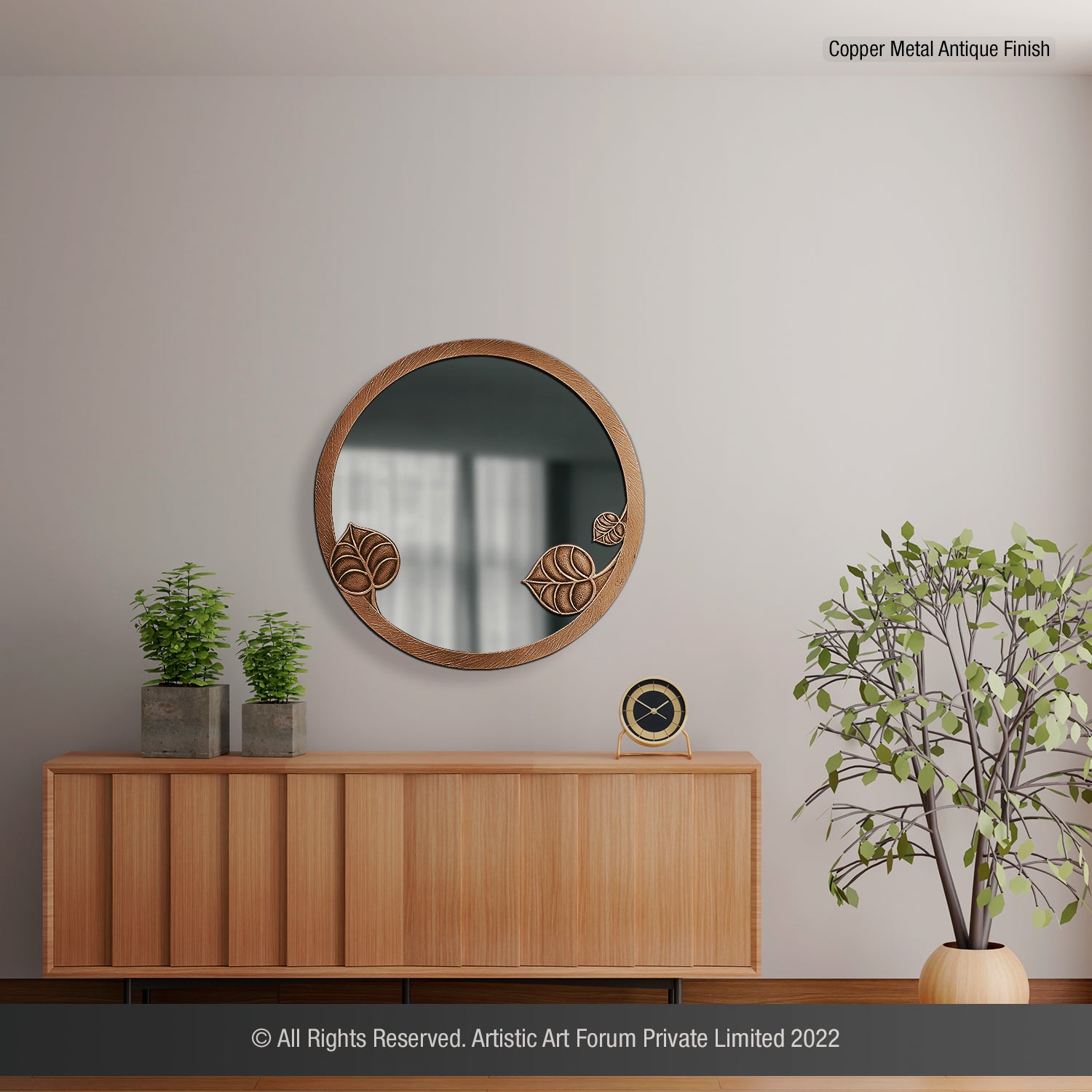 Decorative Round Leaf Wall Mirror