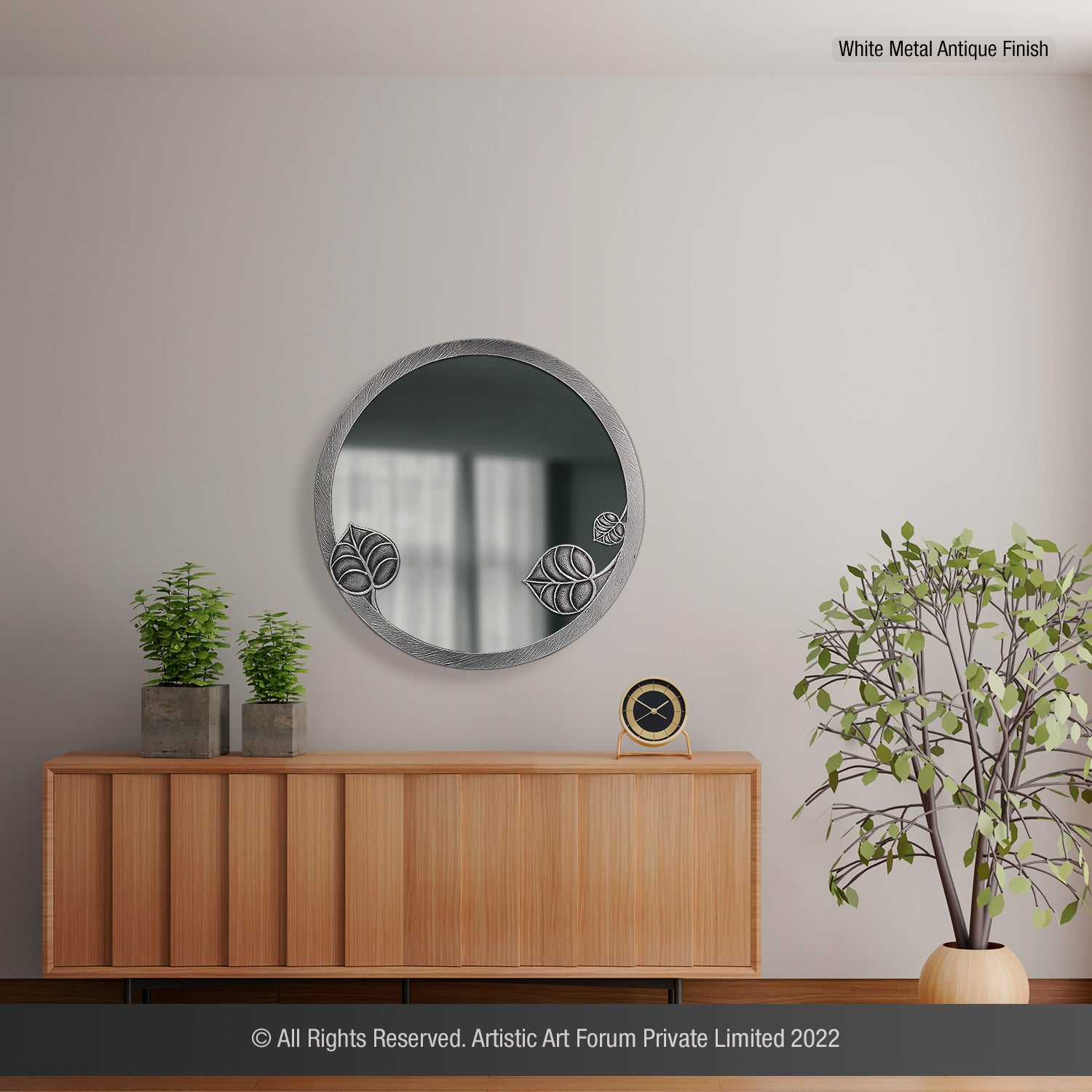 Decorative Round Leaf Wall Mirror