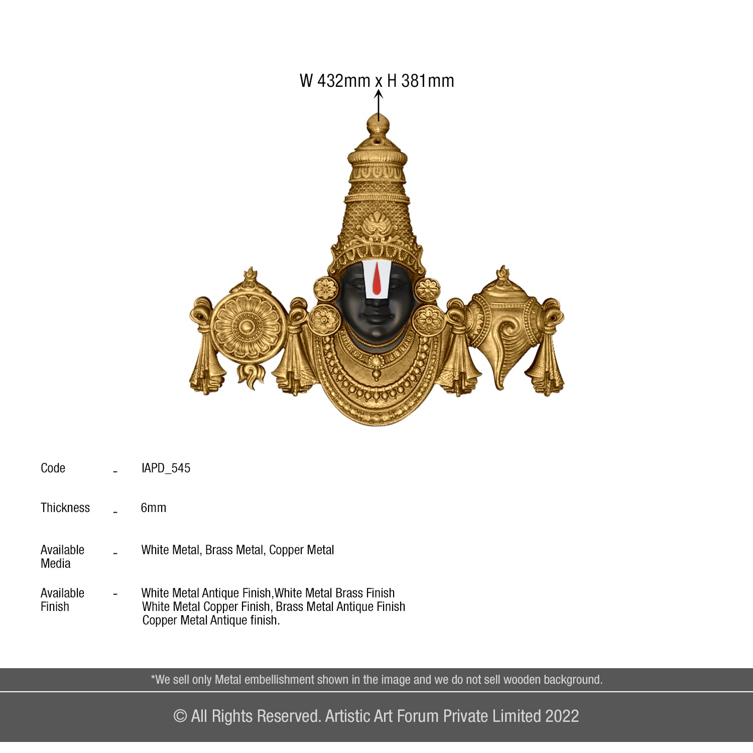 Lord Tirupati Balaji Face Wall Hanging for Home