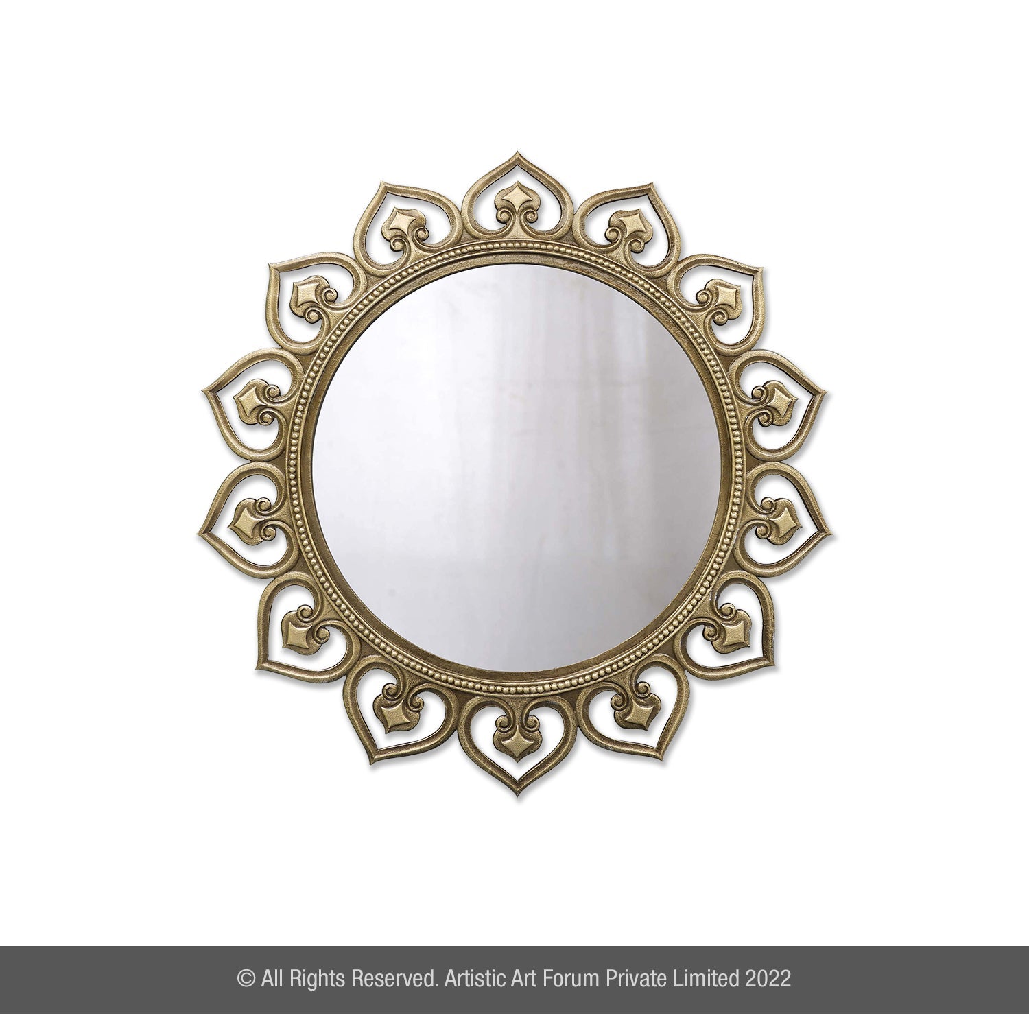 Classic Flower Brass Wall Mirror | For Home Wall Decor