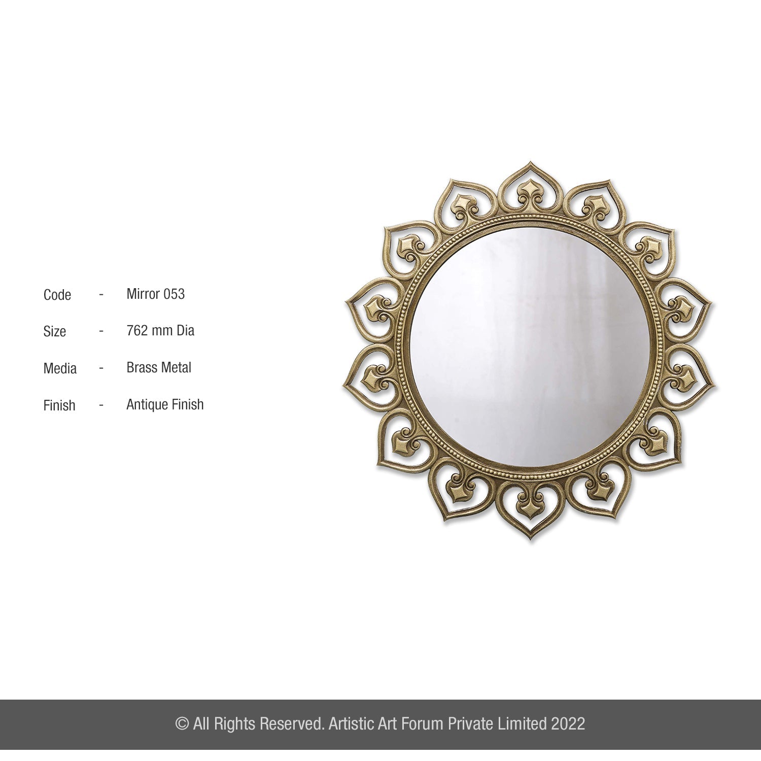 Classic Flower Brass Wall Mirror | For Home Wall Decor