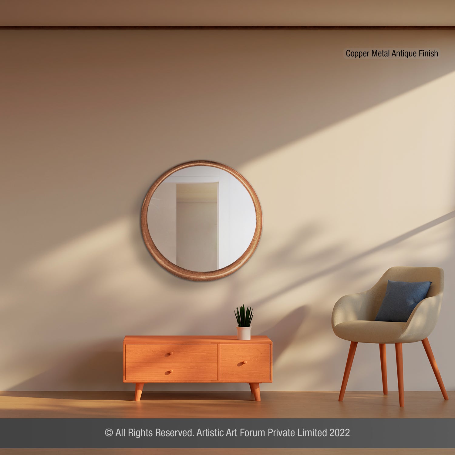 Round Wall Mirror Antique Brass