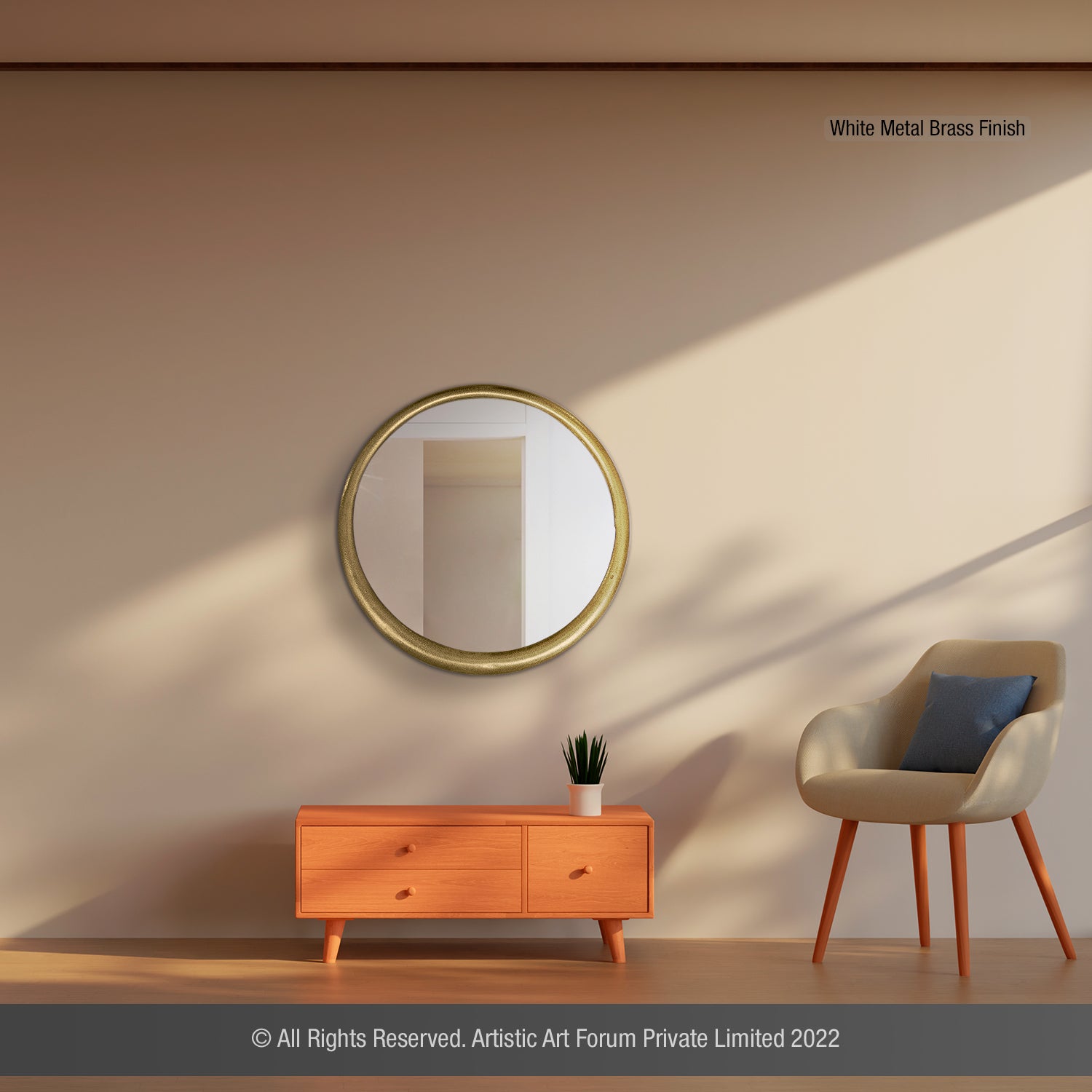 Round Wall Mirror Antique Brass