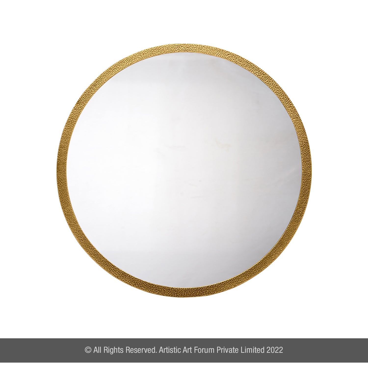 A round decorative Wall Mirror Frame with a gold-colored metal frame