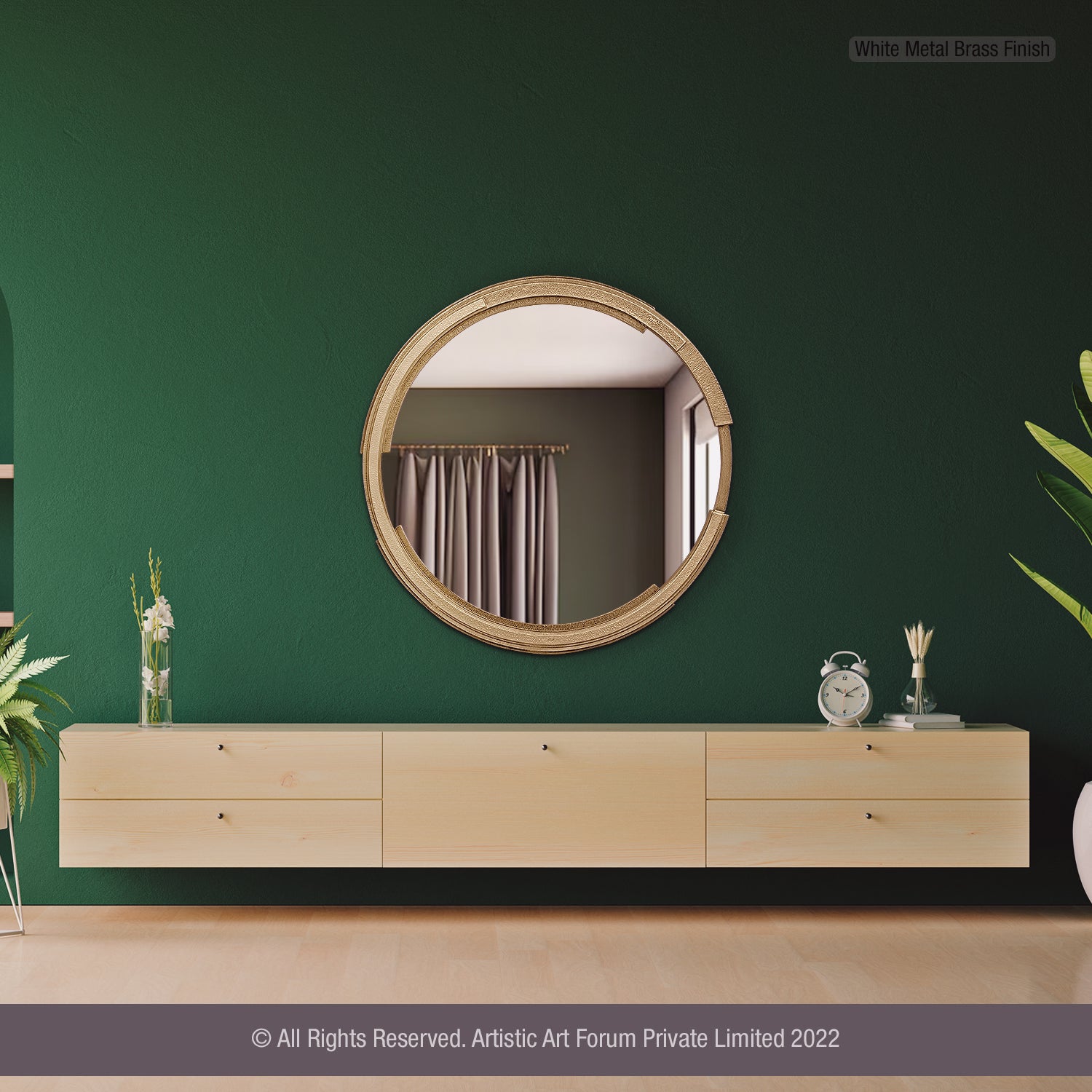 Antique brass mirror with vintage finish for classic wall decor