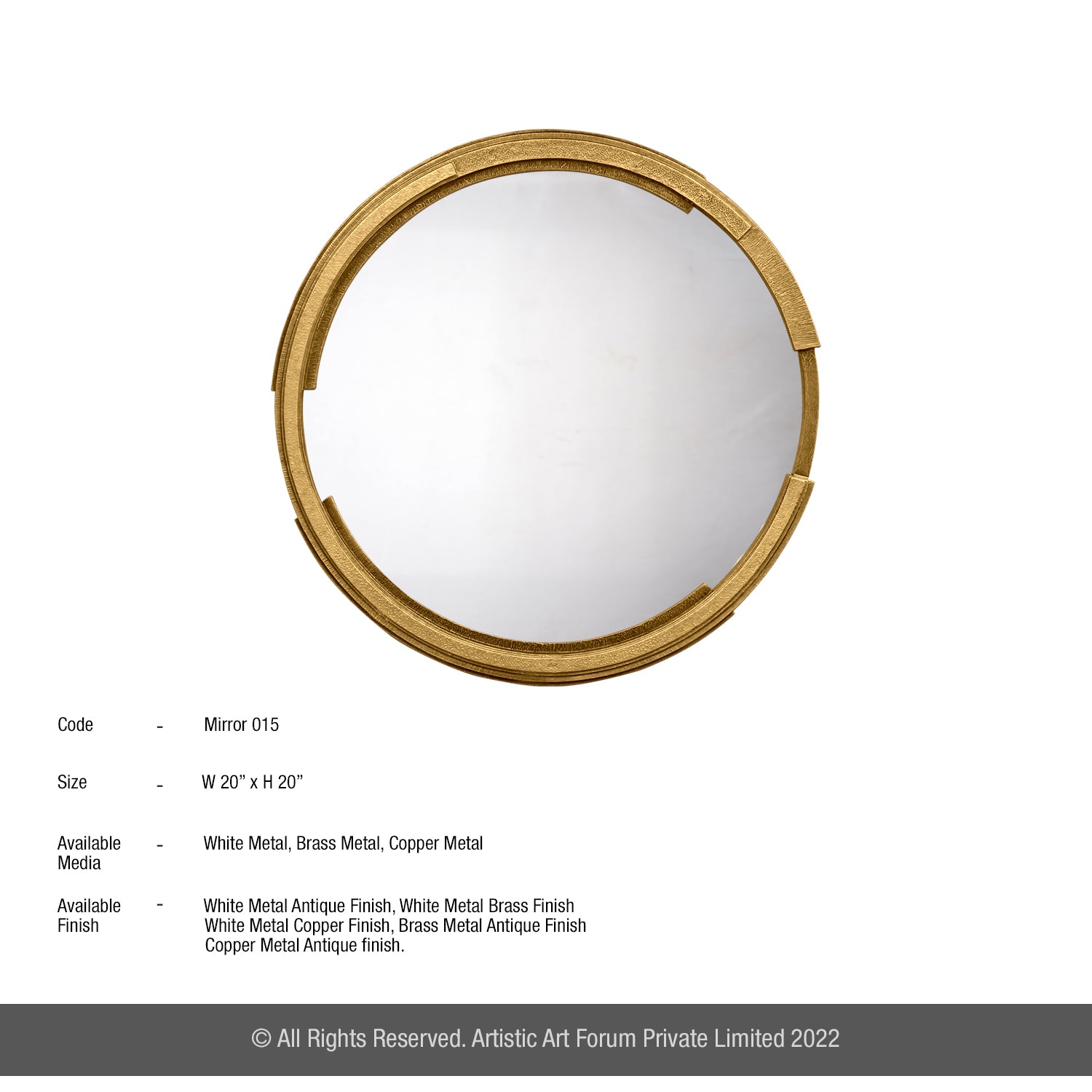 Antique copper mirror with vintage finish for classic wall decor