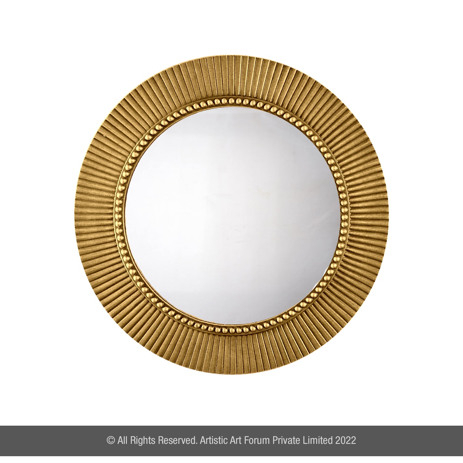 Brass framed wall mirror with elegant border design for home interior decor