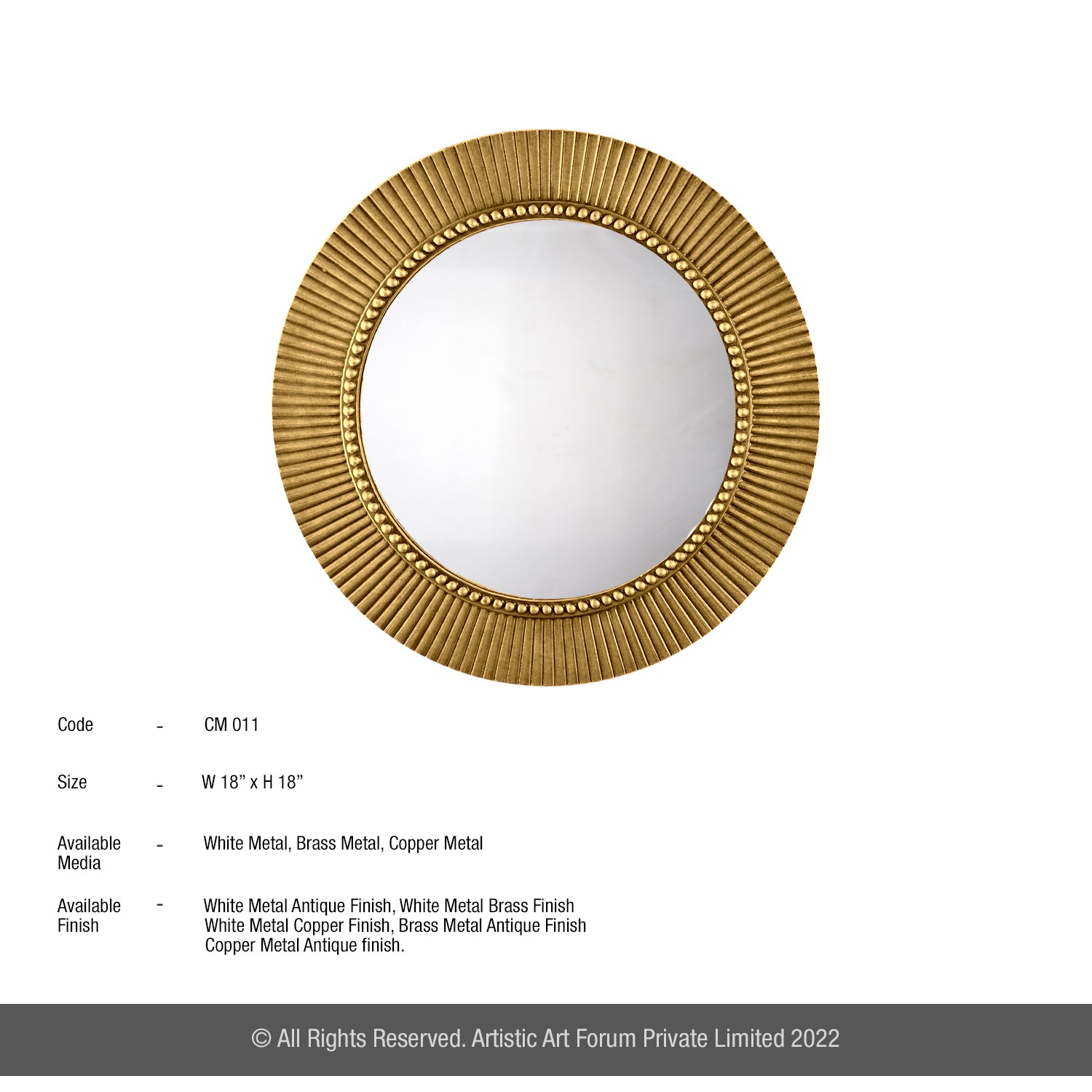 Brass framed wall mirror with elegant border design for home interior decor