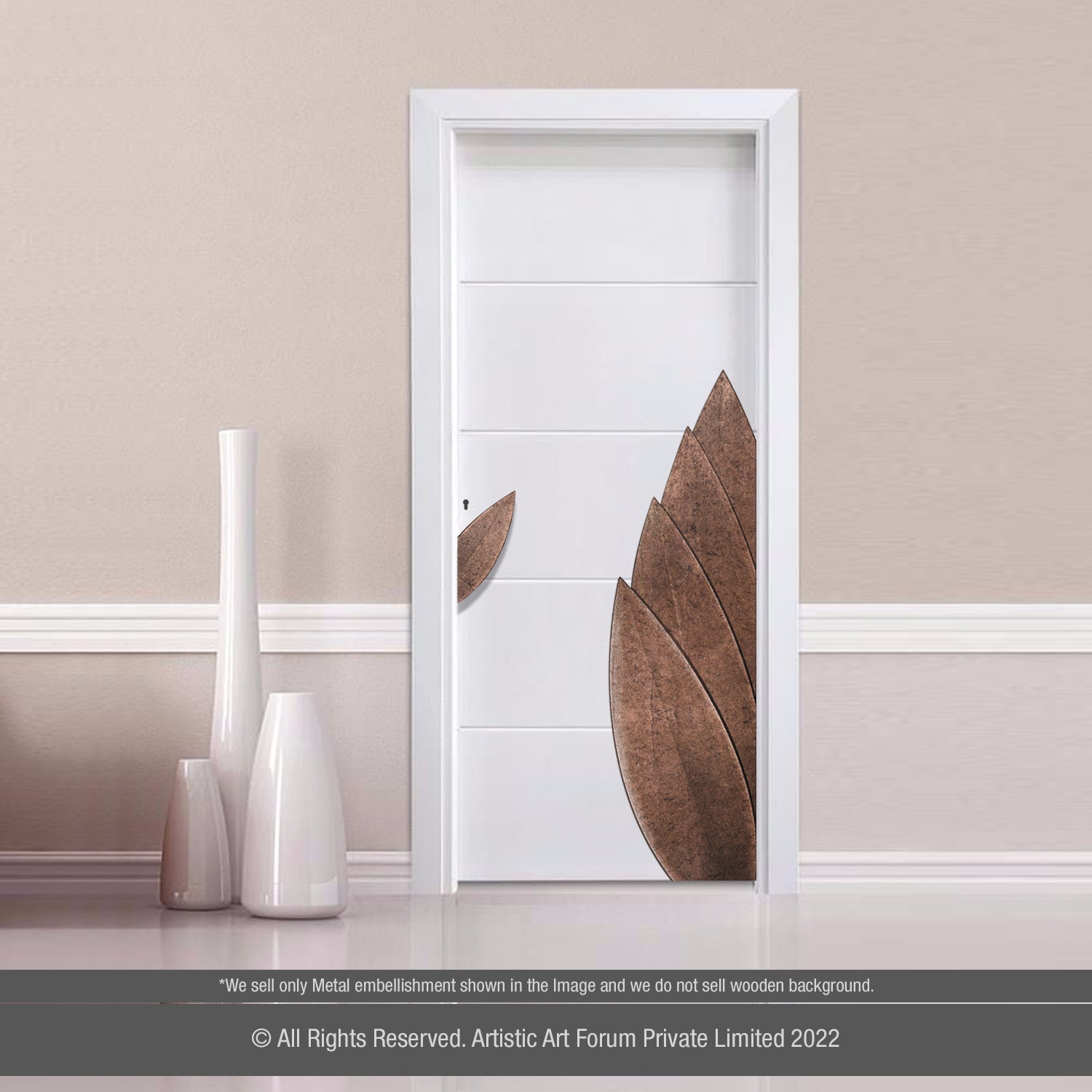 Modern Leaf Metal Door Embellishment | For Entrance Door Design