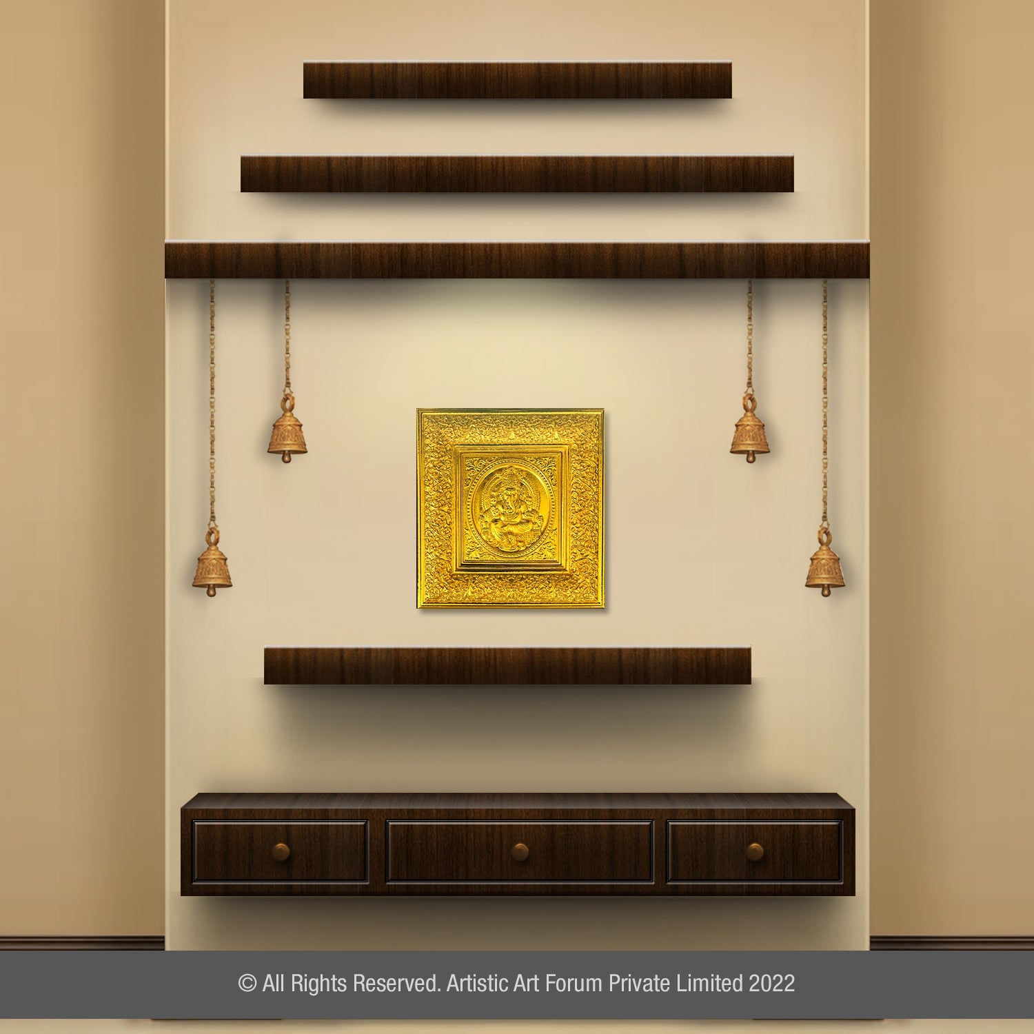 Lord Ganesha gold plated wall art for home decor