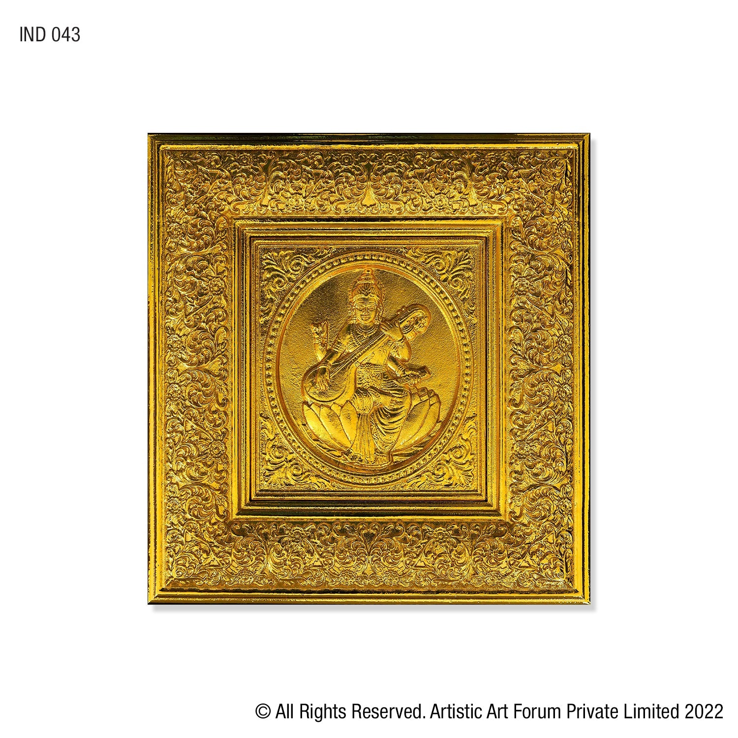 Saraswati wall frame gold finish for pooja room