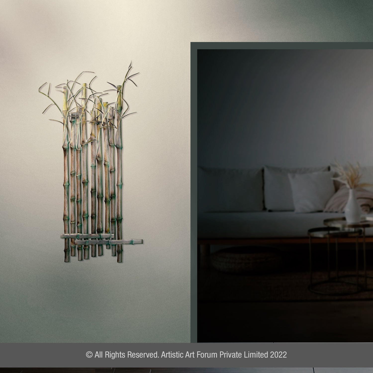 Bamboo metal wall art for modern home decor featuring elegant bamboo design