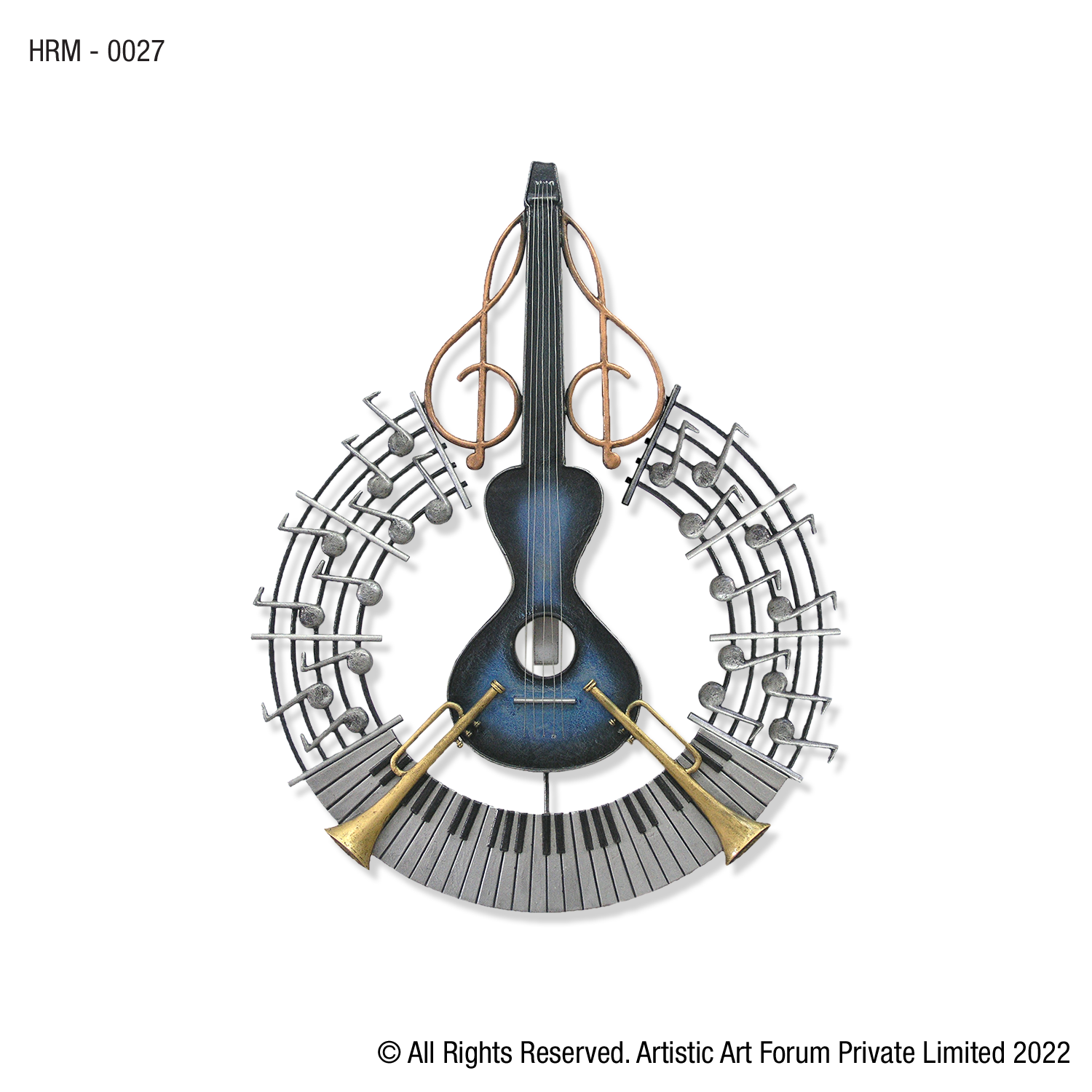 Musical instrument wall art featuring artistic metal designs of instruments for home decor 