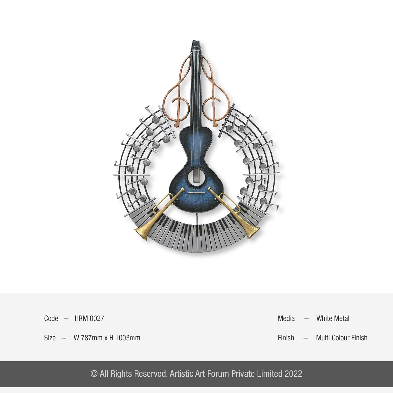 Musical instrument wall art featuring artistic metal designs of instruments for home decor